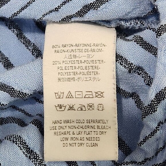 Free‎ People Rhythm Of The Night Tunic M Blue Striped Bishop Sleeves Oversized - Picture 10 of 11